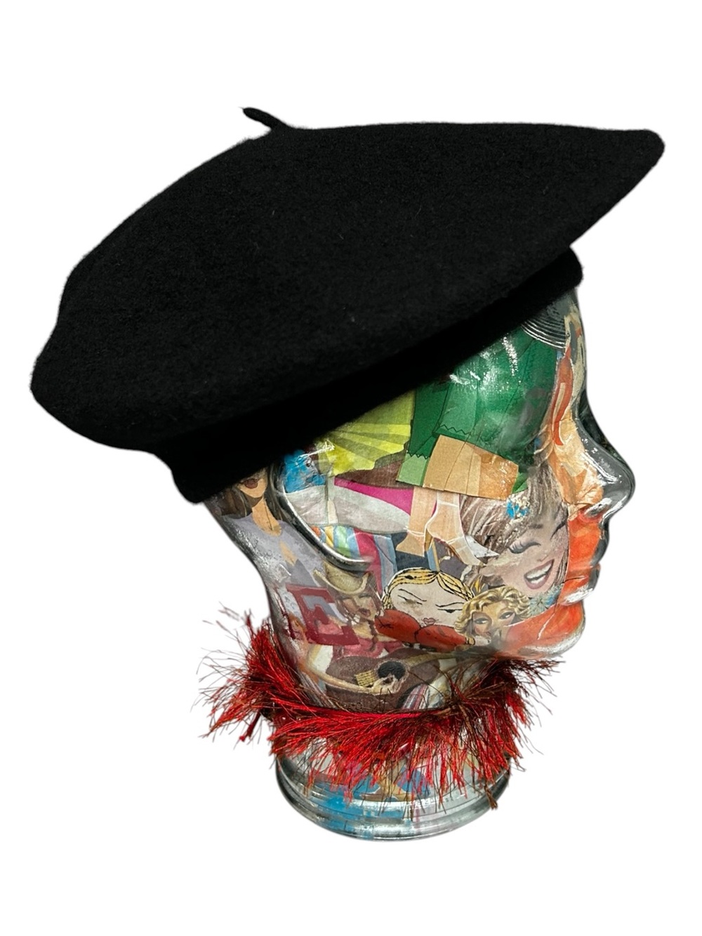Black 100% Wool French Beret Stretchy Band Medium Fit